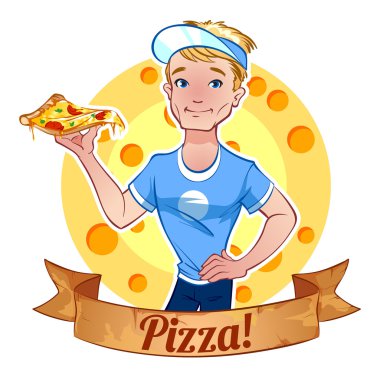 Pizza ile sarışın çocuk