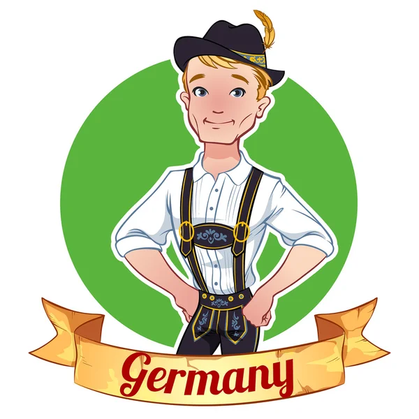 在德国的民族服装的男孩 — 图库矢量图片