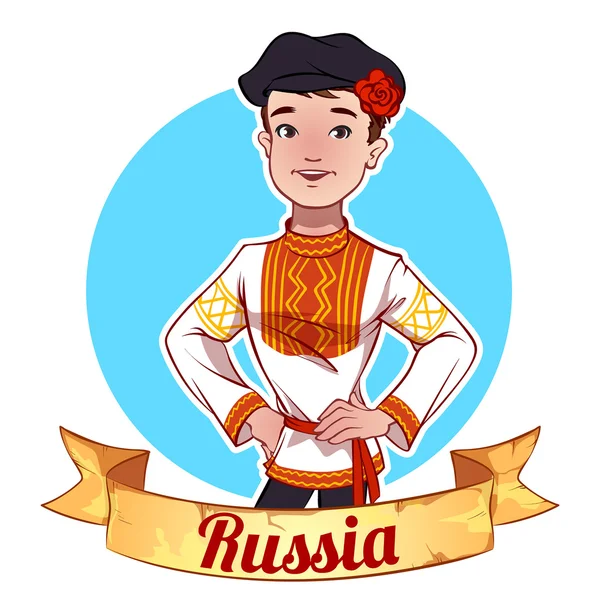 Jongen in de Russische nationale kleding — Stockvector