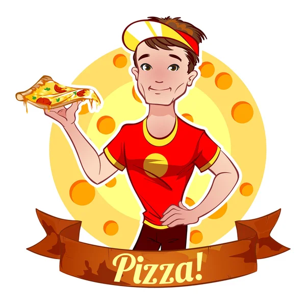 Pizza ile esmer çocuk