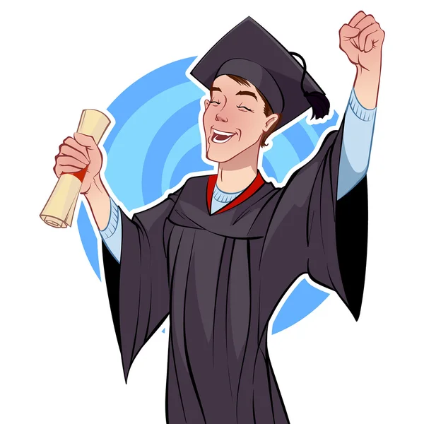 Joyful examen med ett diplom — Stock vektor