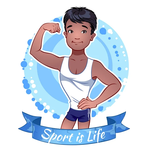Sportig kille i shorts. Idrott är liv. — Stock vektor