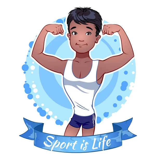 Sportig kille i shorts. Idrott är liv. — Stock vektor