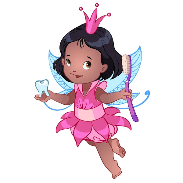 Little cute Tooth Fairy with toothbrush — Stock Vector