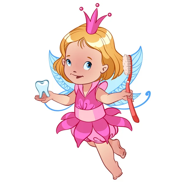 Little cute Tooth Fairy with toothbrush — Stock Vector