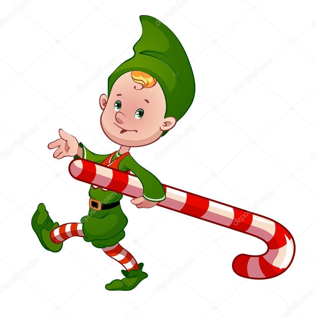 Christmas elf with candy