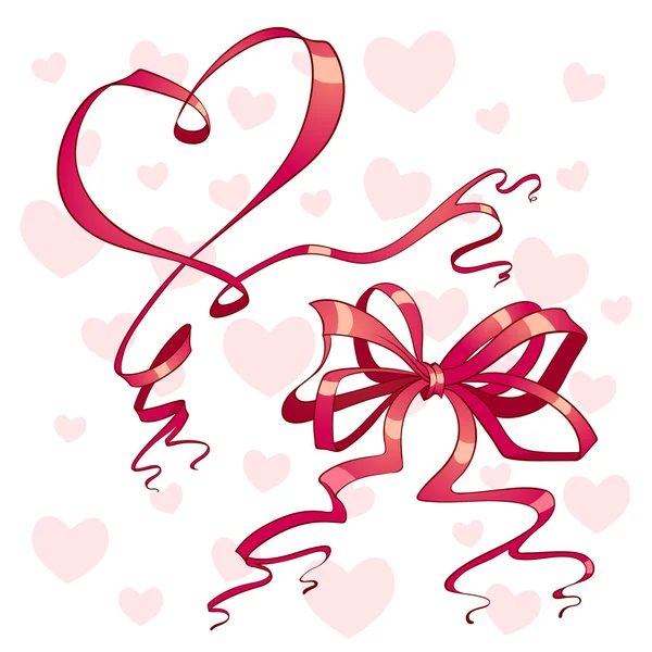 Two red decorative ribbons for Valentine's Day — Stock Vector