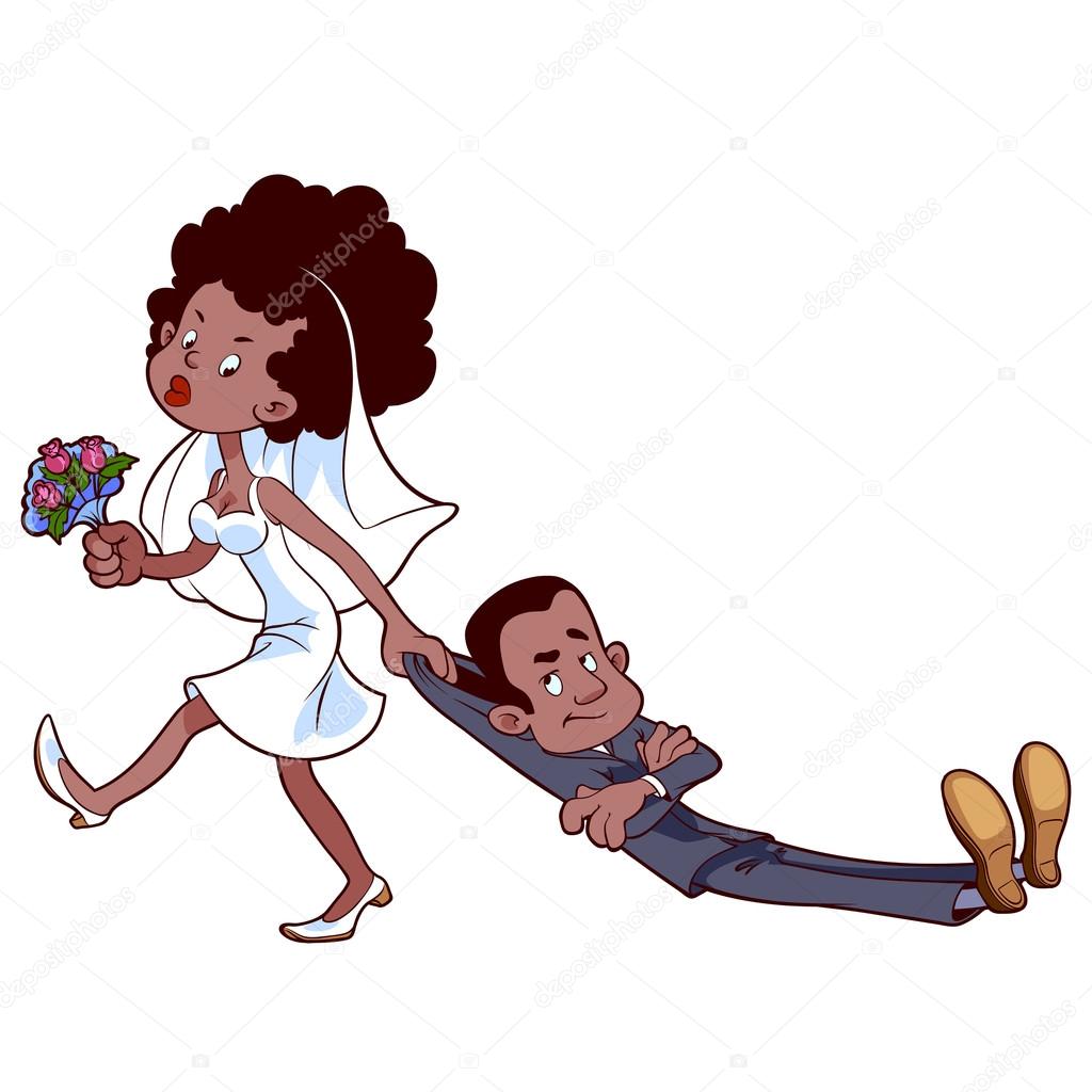 Angry bride drags the groom  to get married