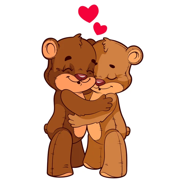 Dois lindos ursinhos de peluche apaixonados — Vetor de Stock