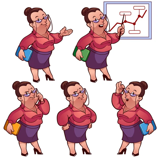 Business woman cartoon character set — Stock Vector