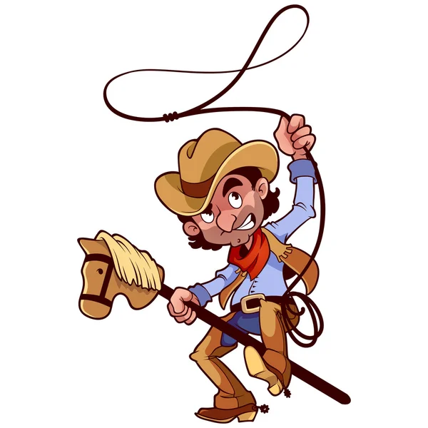 Cowboy a lasso stick-ló — Stock Vector