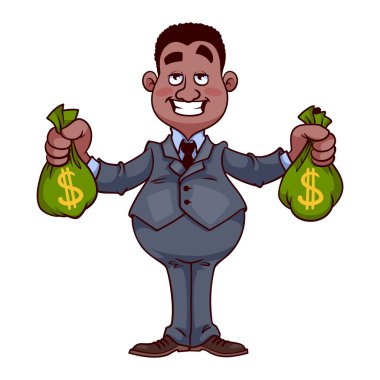 Çantalar dolusu para ile mutlu işadamı