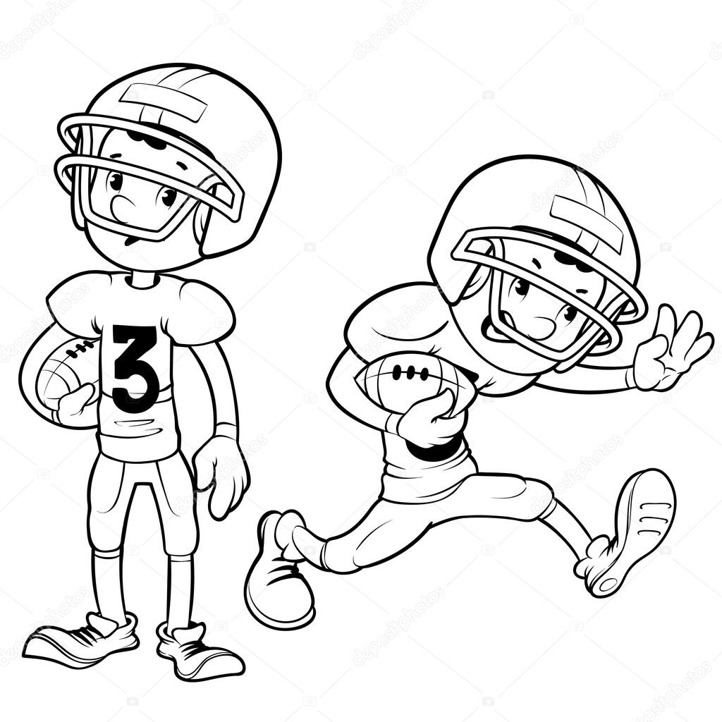 American football player outlined on a white background