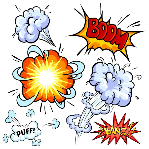 Set of comic explosion on a white background — Stock Vector