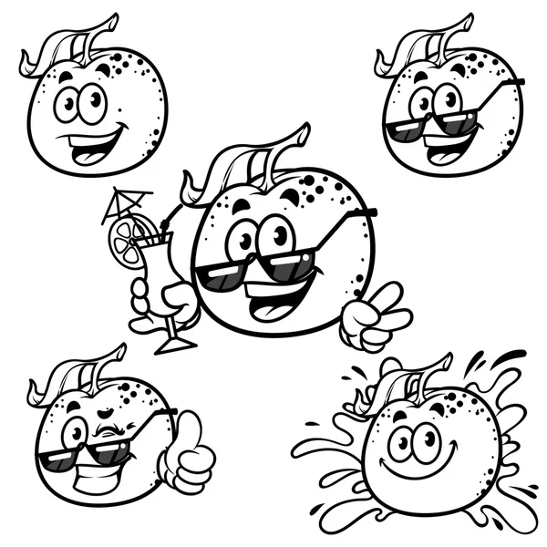 Vektor som seriefigur - glada orange. Skissera på en vit — Stock vektor