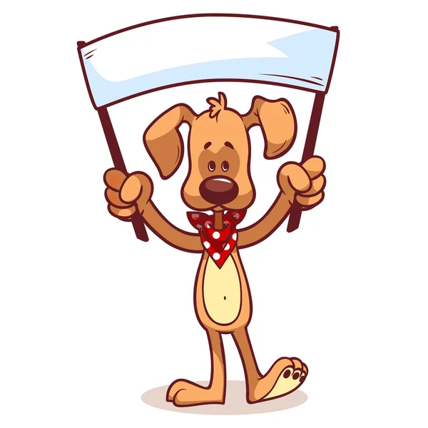 Personaje perro con una pancarta — Vector de stock