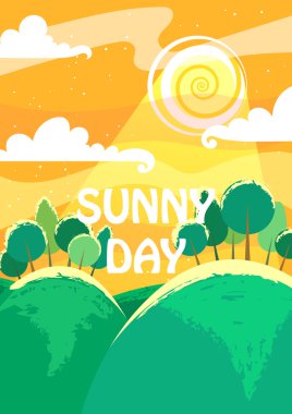 Güneşli manzara. A4 oranlarını.