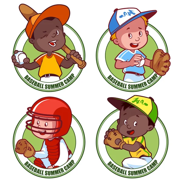 Logo pro děti baseballové letní cump. Vektorové ilustrace na w — Stockový vektor