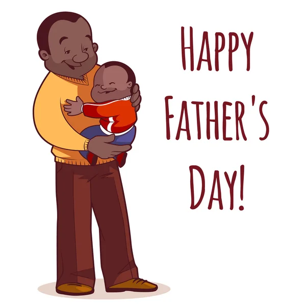 Un padre sosteniendo a su hijo en sus brazos. Elemento tarjetas para el Día del Padre — Vector de stock