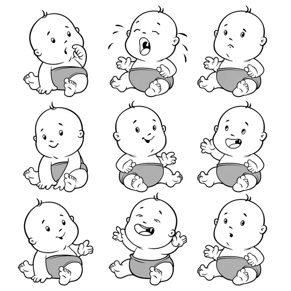 Ensemble bébé tout-petit. Illustration vectorielle dessin animé sur un fond blanc — Image vectorielle