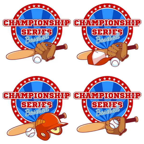 Logo para el torneo de béisbol con elementos de equipamiento. Vec — Archivo Imágenes Vectoriales