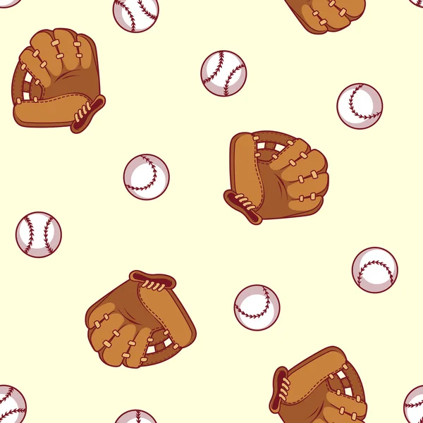 Baseball seamless mönster. Handske och bollen för en baseball. — Stock vektor