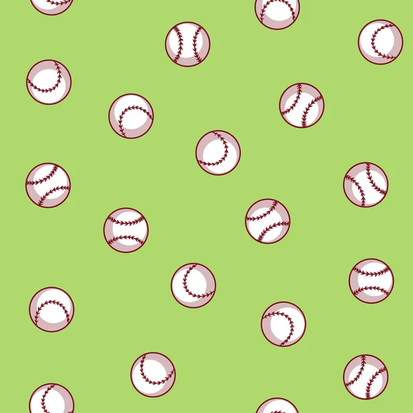 Patrón sin costuras de béisbol sobre un fondo verde — Archivo Imágenes Vectoriales