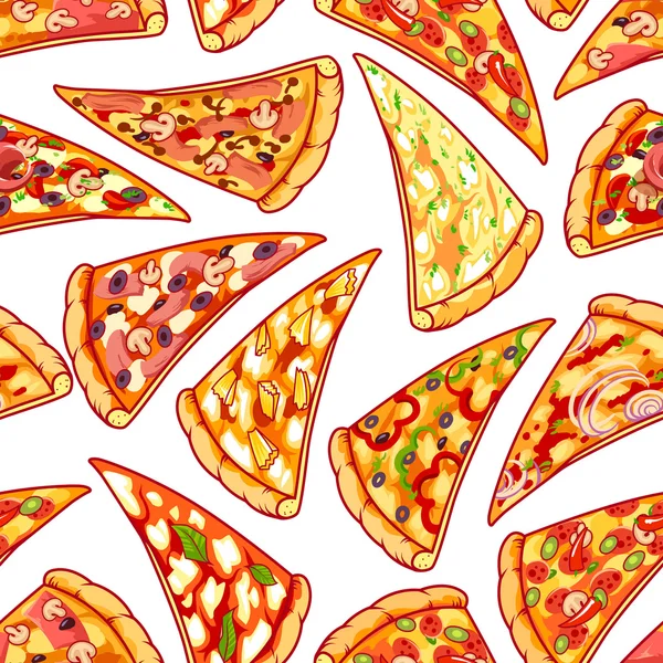 Pizza ile Seamless modeli. Vektör klip sanat çizim — Stok Vektör