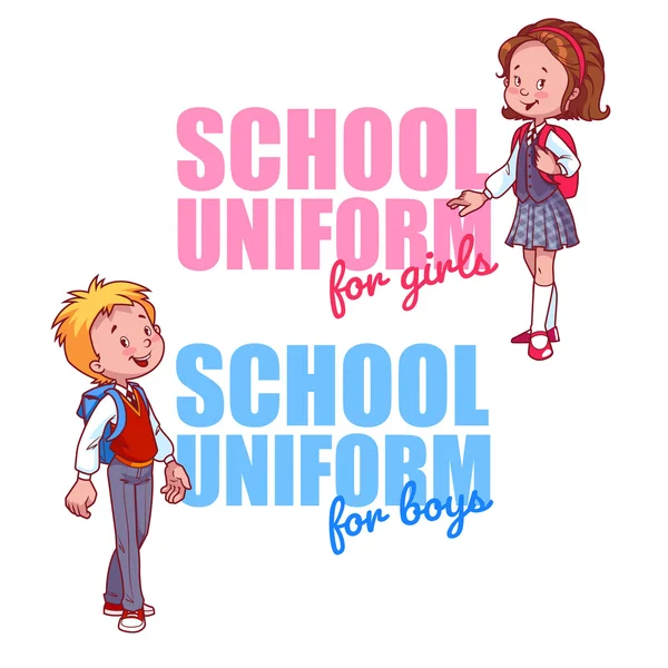 Schoolboy and Schoolgirl Uniform Logo. — Stock Vector