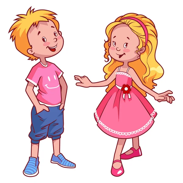 Very cute kids. Boy and girl — Stock Vector