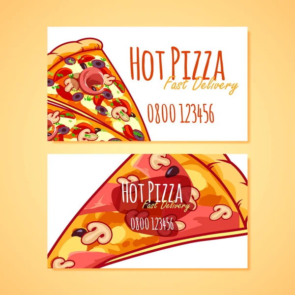 Two business card template for Pizza Delivery or Pizzerias. — Stock Vector