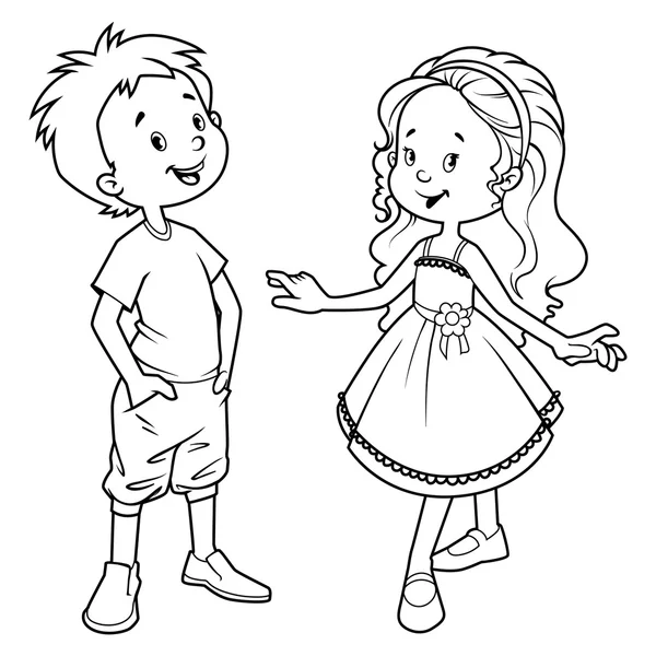 Niños muy lindos. Niño y niña . — Vector de stock