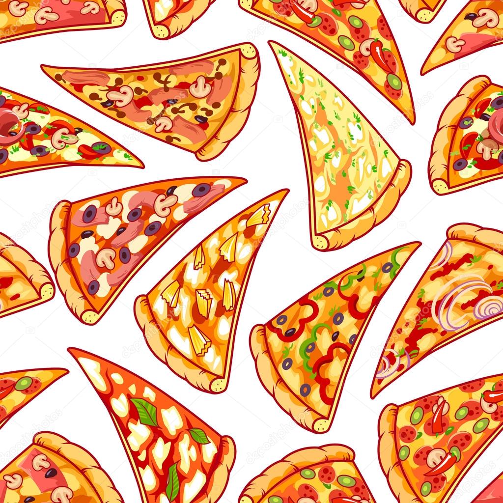Seamless pattern with pizza. Vector clip art illustration