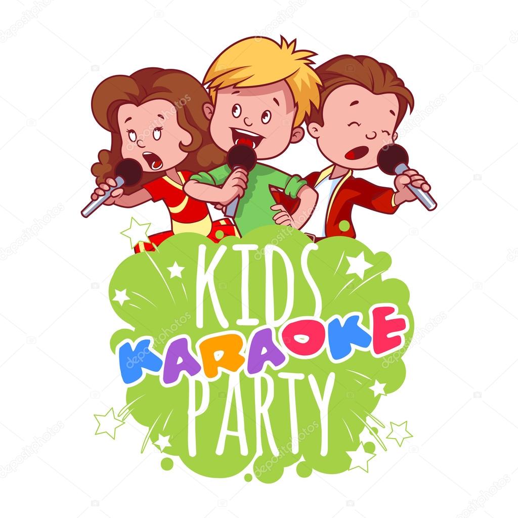 Cartoon children sing with a microphone Stock Vector by ©yavi 79922390