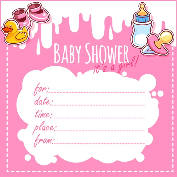 Cartão do chuveiro do bebê: É uma menina ! — Vetor de Stock