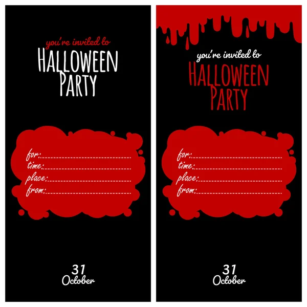 Zwei Einladungen zu einer Halloween-Party in den dunklen Farben — Stockvektor