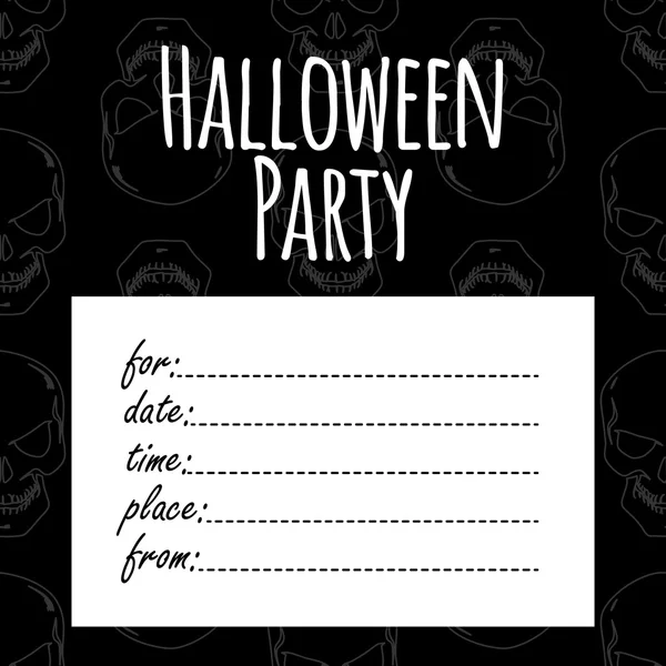 Pozvánky na Halloween party v tmavých barvách. Prázdná šablona pozvánky. — Stockový vektor