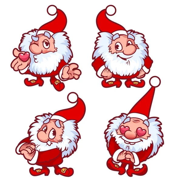 Christmas gnome in red costume with different emotions. — Stock Vector