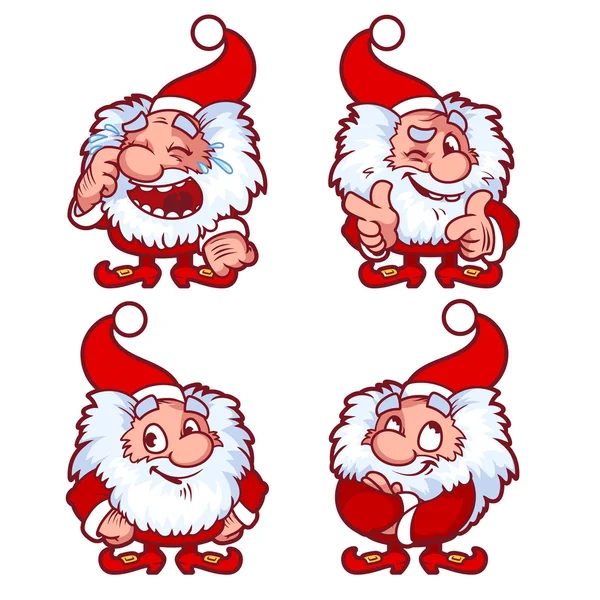 Kerstmis gnome in rood kostuum met verschillende emoties. — Stockvector