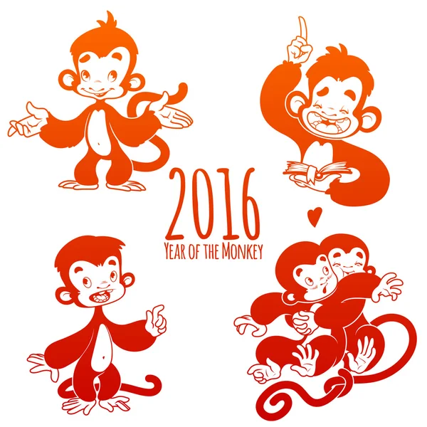 El símbolo de 2016 - el mono — Vector de stock