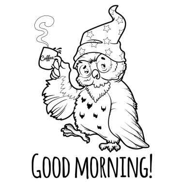 Bir fincan kahve ile gece içkisi uyandı baykuş.