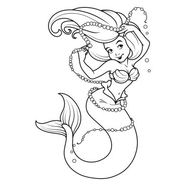 Deniz kızı onun elinde İncili.