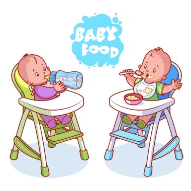 İki çocuk bebek mama sandalyesi.