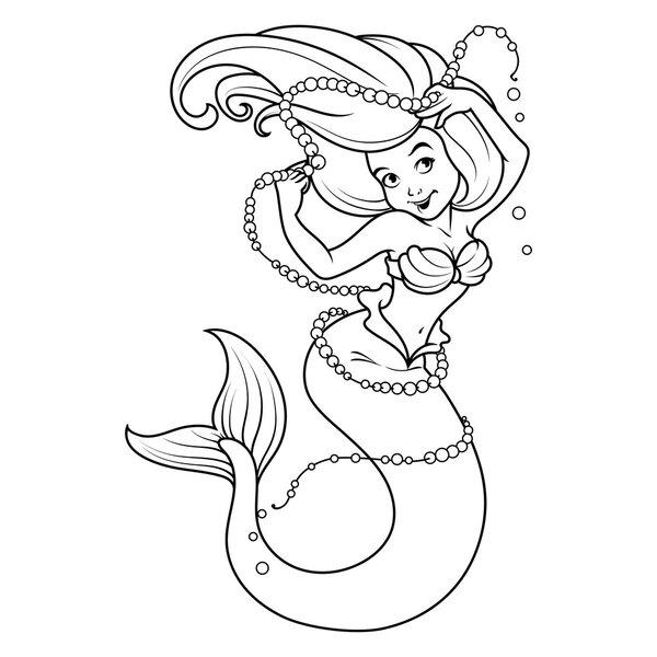 Mermaid with pearls in her hand.