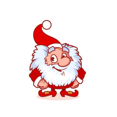Kırmızı kostümlü gülümseyen Noel gnome.
