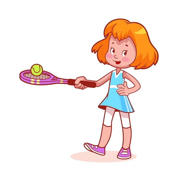 Cartoon girl playing tennis — Stock Vector