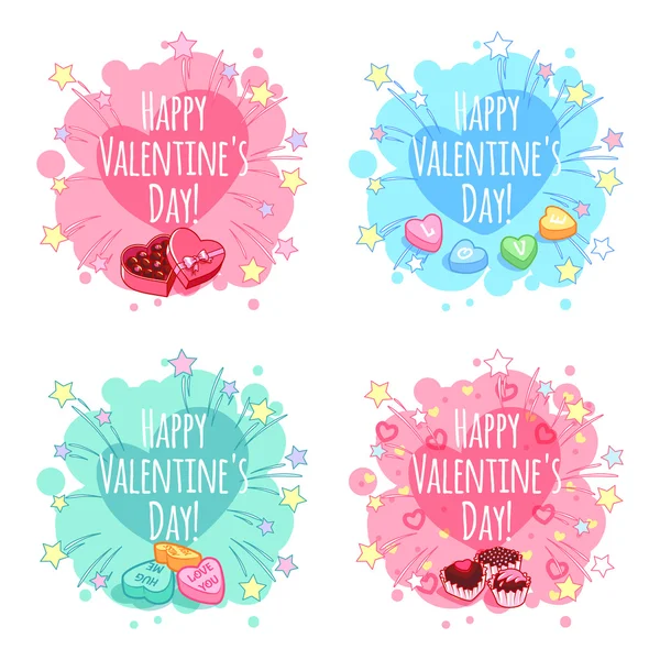 Set de cuatro insignias para el Día de San Valentín . — Vector de stock