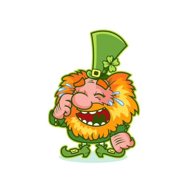 Laughing Leprechaun en traje verde . — Vector de stock