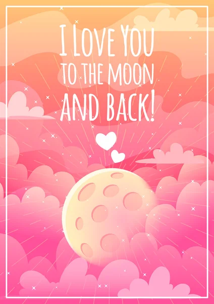 Plakat z napisem "Kocham cię do księżyca i z powrotem — Wektor stockowy