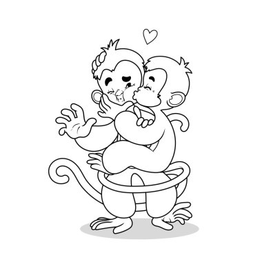 İki sevgili maymun öpüşme.